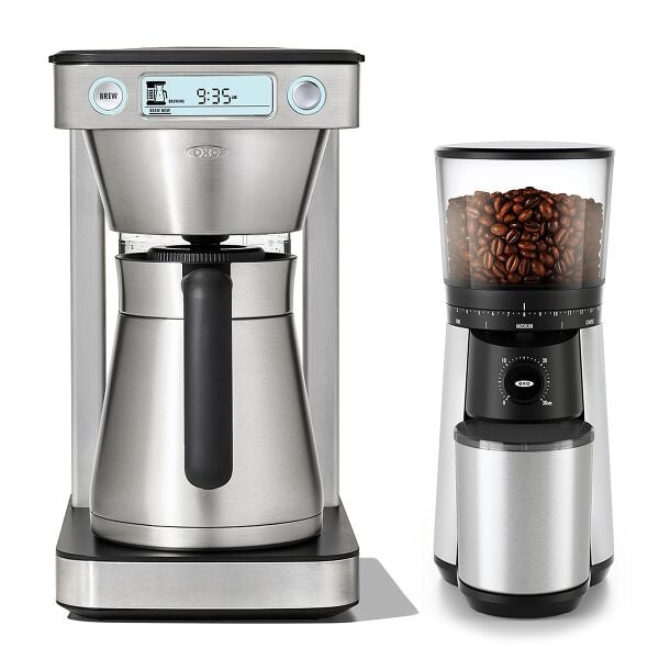12-Cup Coffee Maker with Podless Single-Serve Function & Conical Burr Coffee Grinder Bundle K1