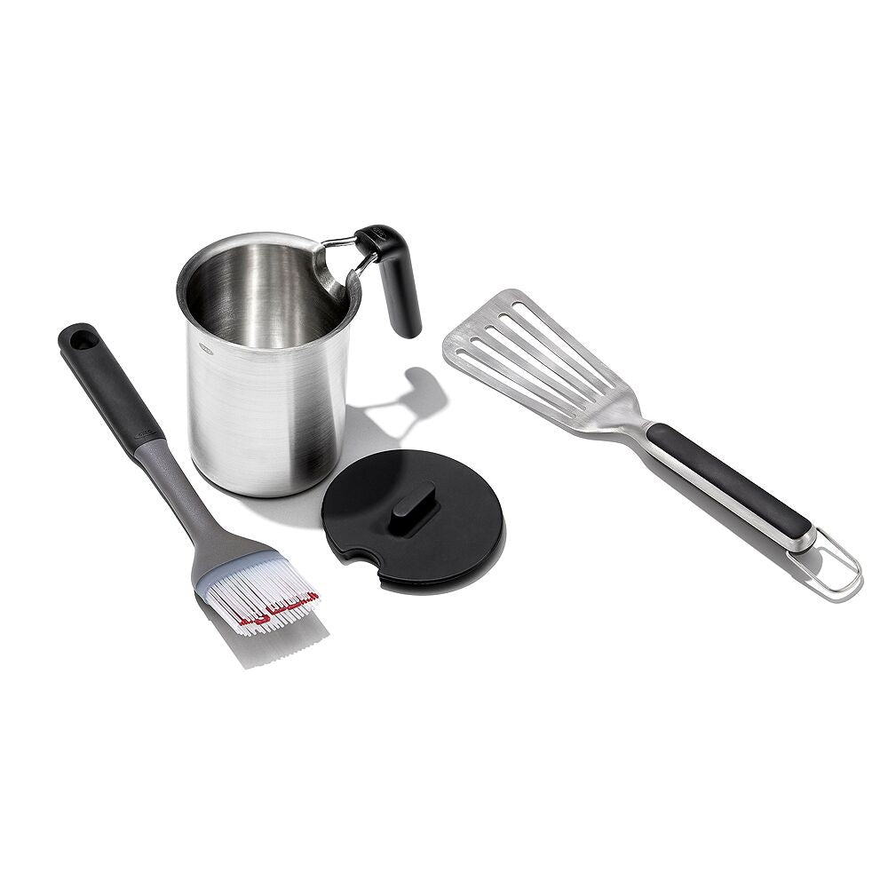 Grilling Basting Pot and Brush Set & Grilling Precision Turner Bundle X7