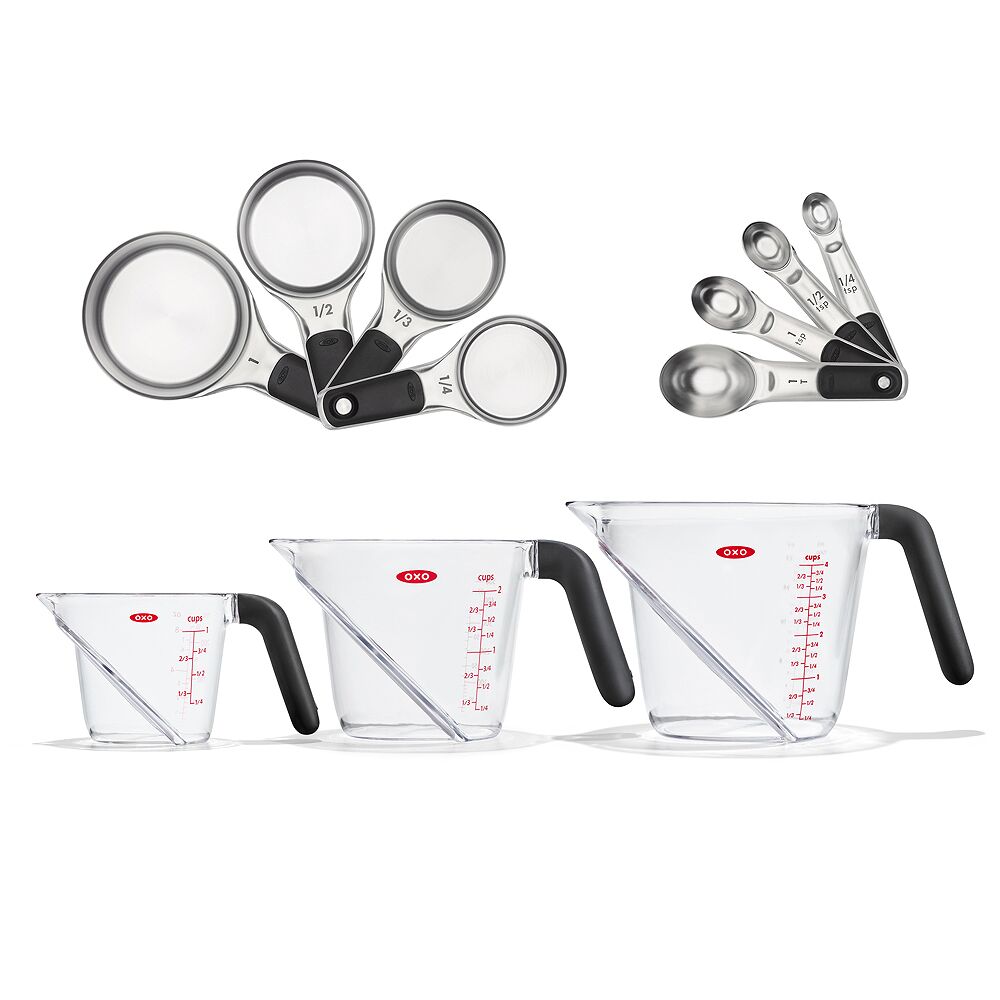 3 Piece Angled Measuring Cup Set & Stainless Steel Measuring Cups and Spoons Set Bundle U8