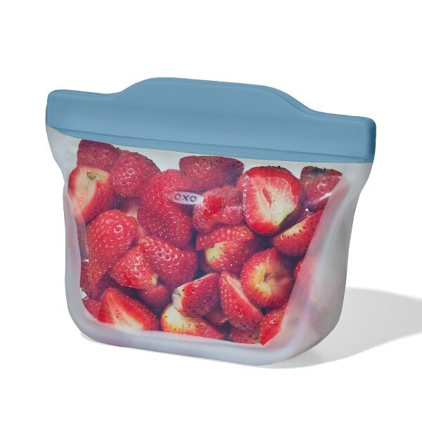 Silicone Reusable Bag Stand-Up Snack (12 oz) - Ocean Blue Q5