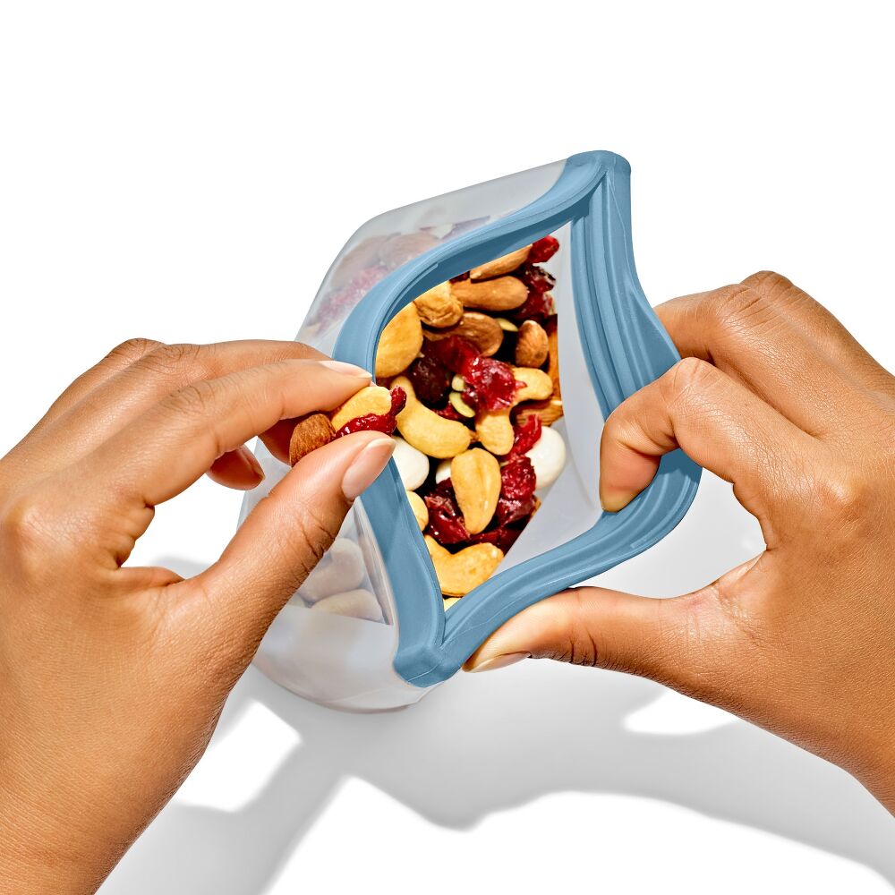 Silicone Reusable Bag Stand-Up Snack (12 oz) - Ocean Blue Q5