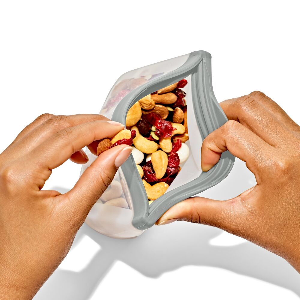 Silicone Reusable Bag Stand-Up Snack (12 oz) - Fog M8