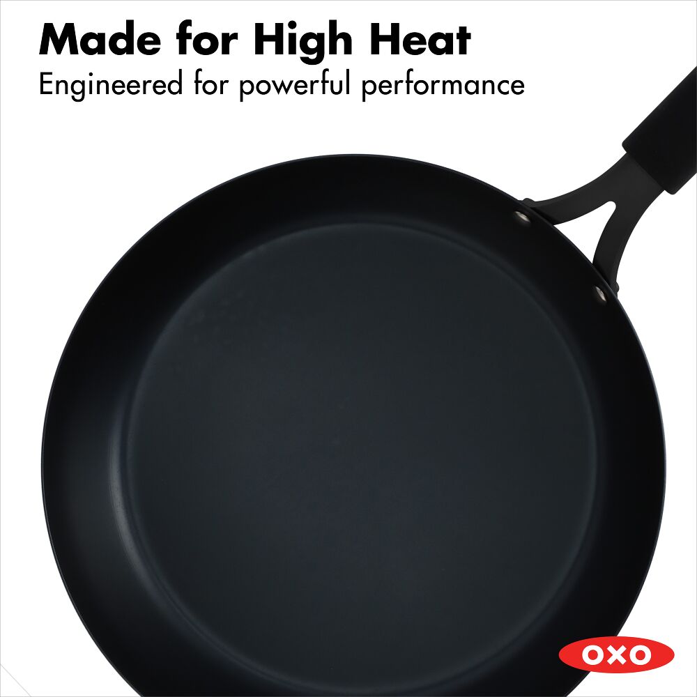 OXO Carbon Steel Obsidian Series 12-Inch Frypan with Silicone Sleeve M4