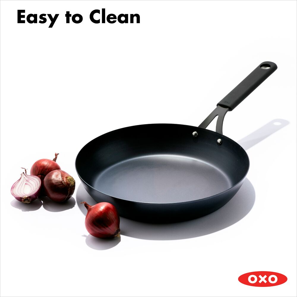 OXO Carbon Steel Obsidian Series 12-Inch Frypan with Silicone Sleeve M4