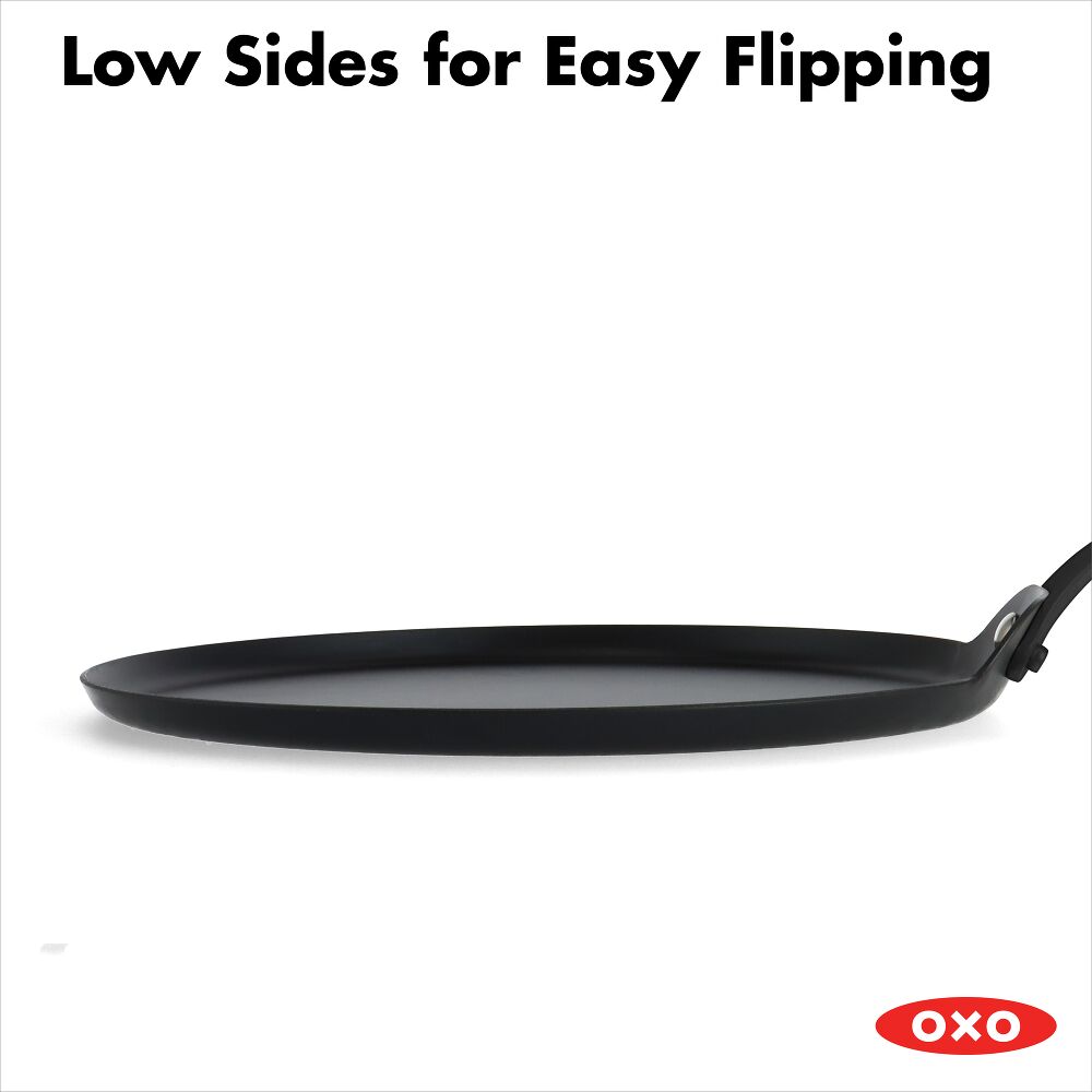 Obsidian Carbon Steel 10-Inch Crêpe Pan with Silicone Sleeve W4