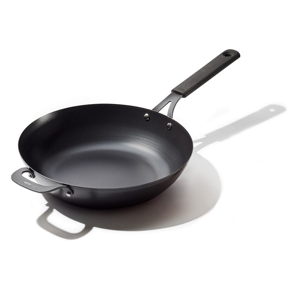 Carbon Steel Obsidian Series 12-Inch Wok with Silicone Sleeve K2