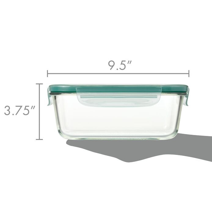 Smart Seal 8 Cup Glass Rectangle Container - Teal U3
