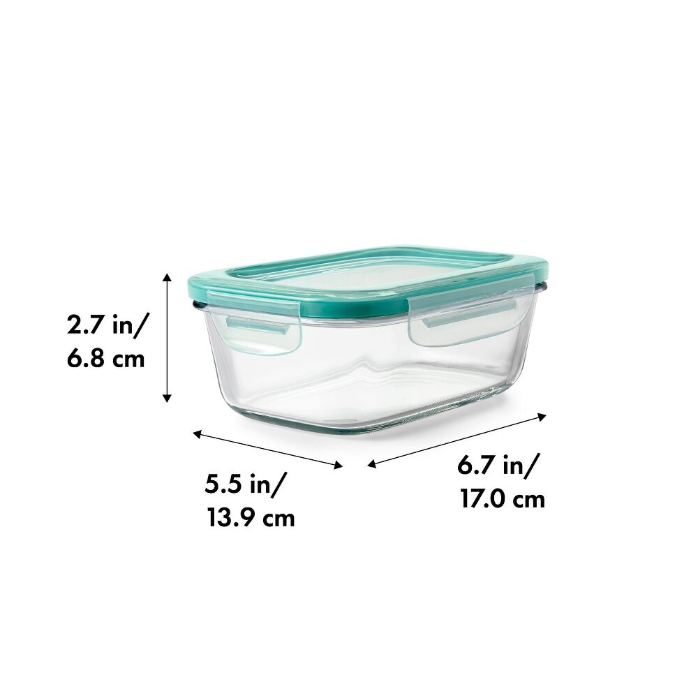 Smart Seal 3.5 Cup Glass Rectangle Container - Teal U6