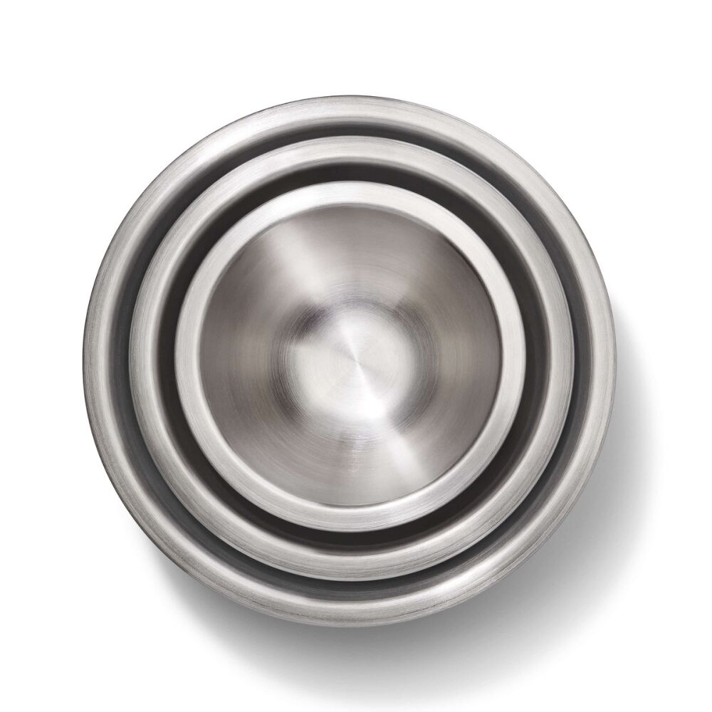 3-Piece Stainless Steel Mixing Bowl Set - Blue/Gray O1