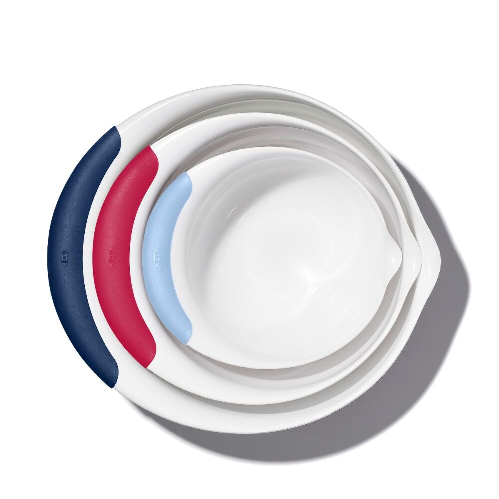 3 Piece Mixing Bowl Set New Colored Handles D5