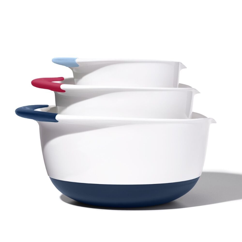 3 Piece Mixing Bowl Set New Colored Handles D5