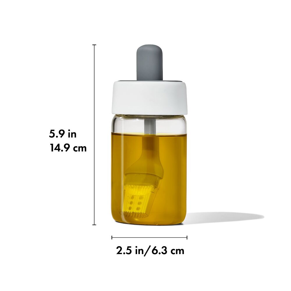 Glass Oil Bottle and Silicone Brush Set J0