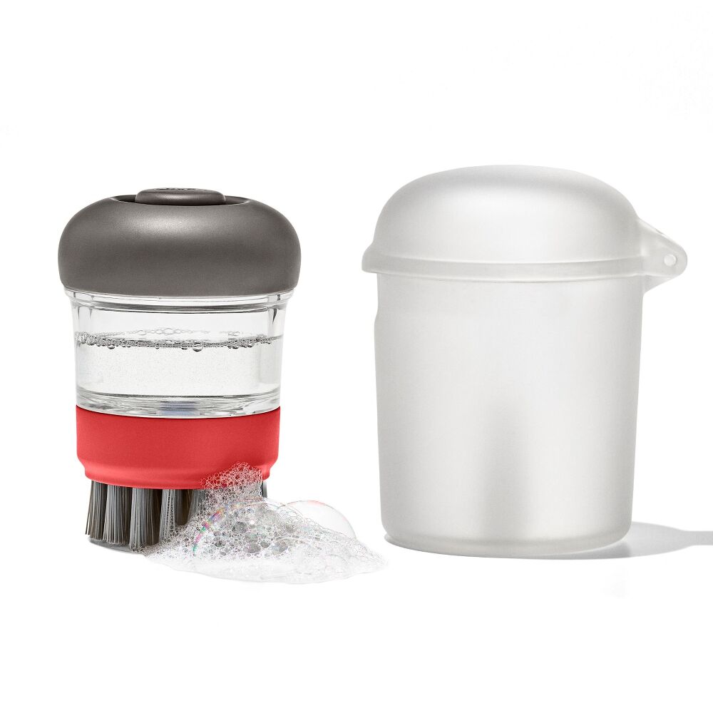 Outdoor Soap Dispensing Dish Brush with Storage Case J8