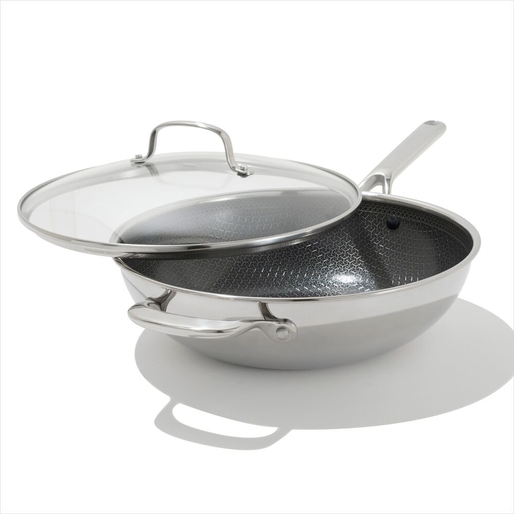 Trident Hybrid Non-Stick Stainless Steel 5 Qt Wok with Lid N9