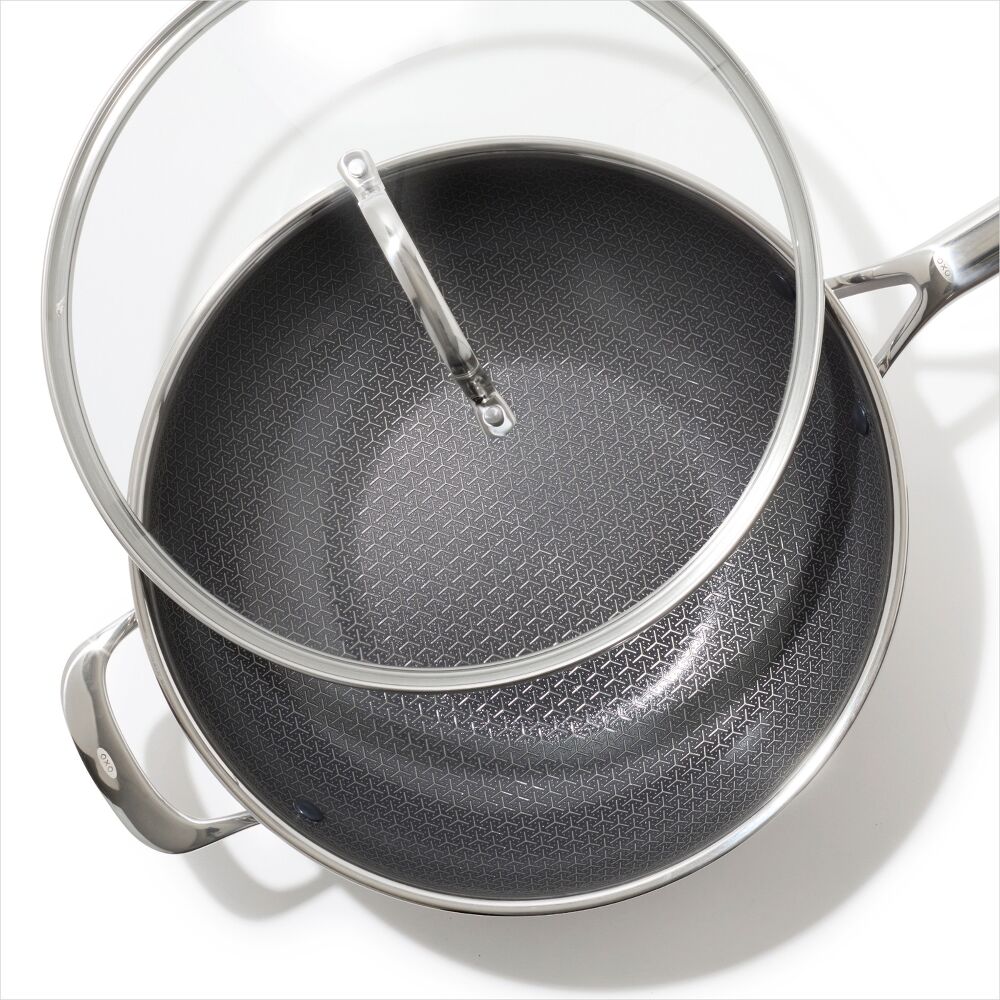Trident Hybrid Non-Stick Stainless Steel 5 Qt Wok with Lid N9