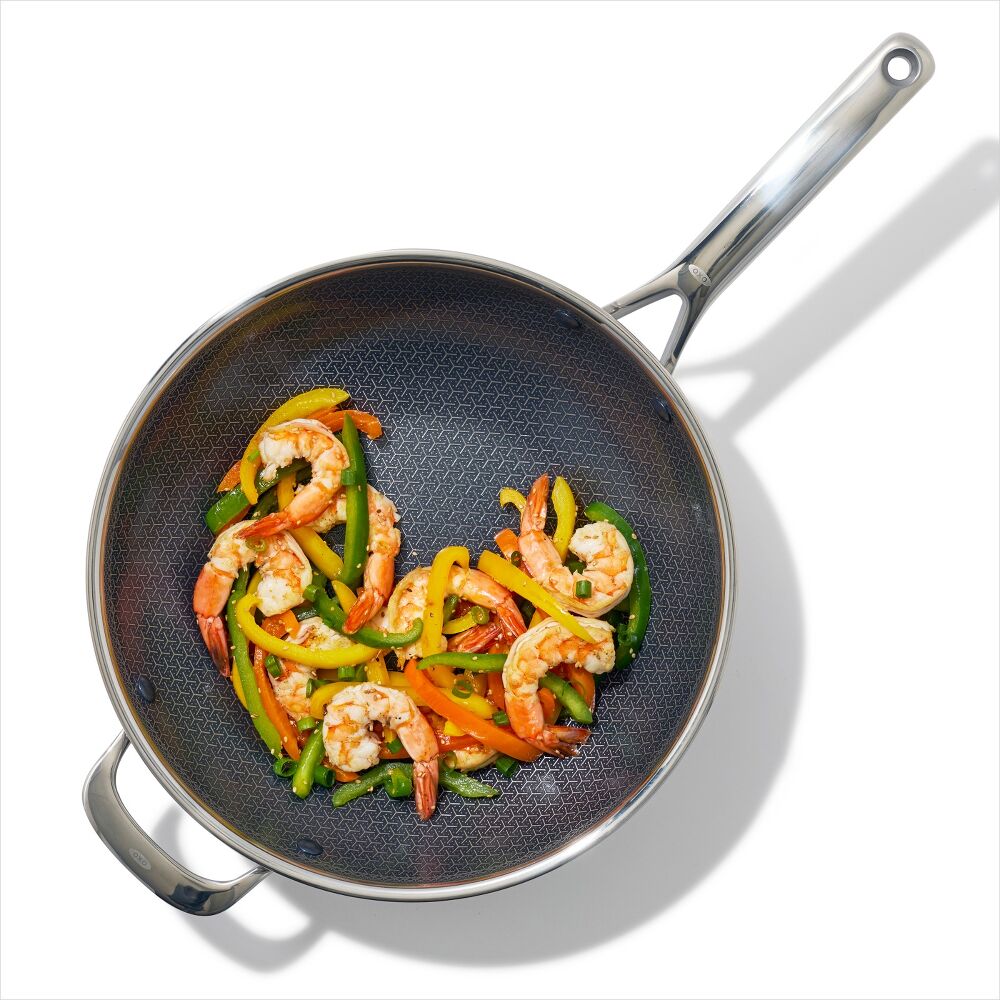 Trident Hybrid Non-Stick Stainless Steel 5 Qt Wok with Lid N9