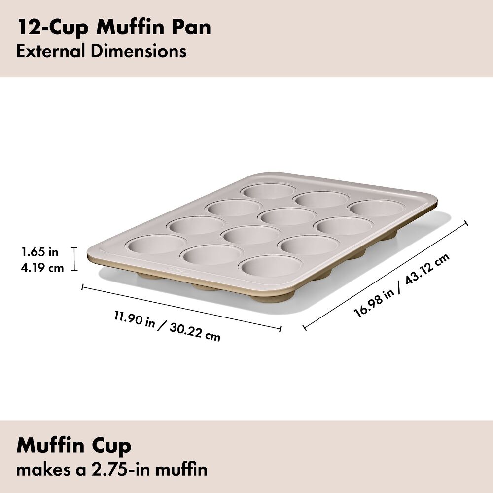 Non-Stick Pro Ceramic Coated Metal Bakeware 12 Cup Muffin Pan K2
