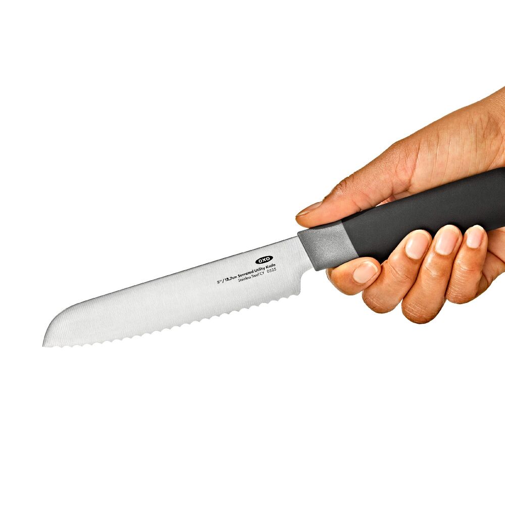 5 in Serrated Utility Knife with Locking Sheath I9