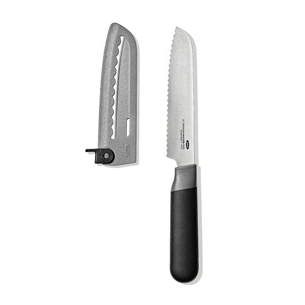 5 in Serrated Utility Knife with Locking Sheath I9