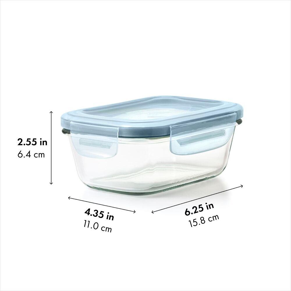 Smart Seal 1.6-Cup Glass Rectangle Container - Arctic Blue R3