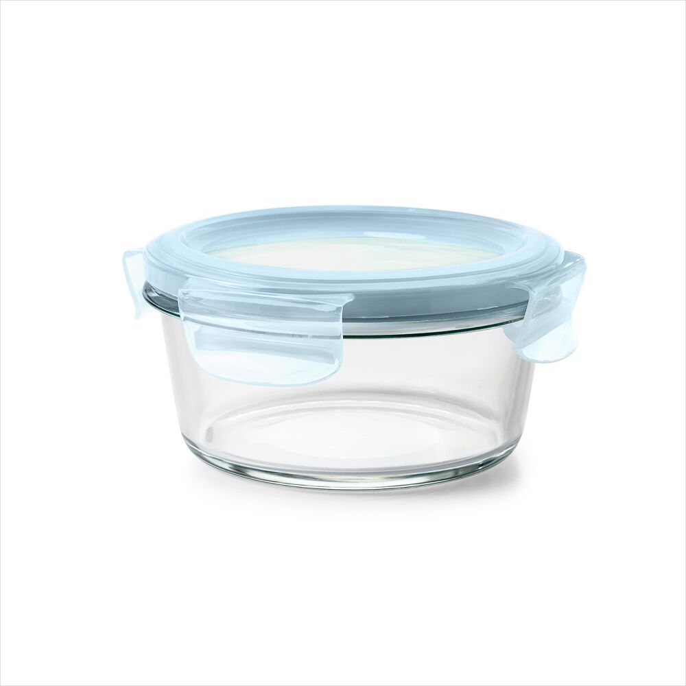 Smart Seal 2-Cup Glass Round Container - Arctic Blue S1