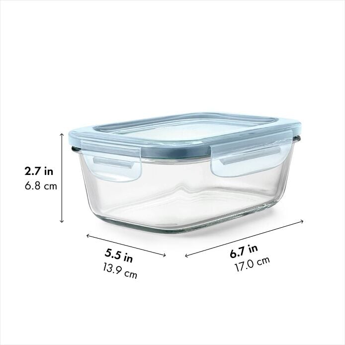 Smart Seal 3.5-Cup Glass Rectangle Container - Arctic Blue E6