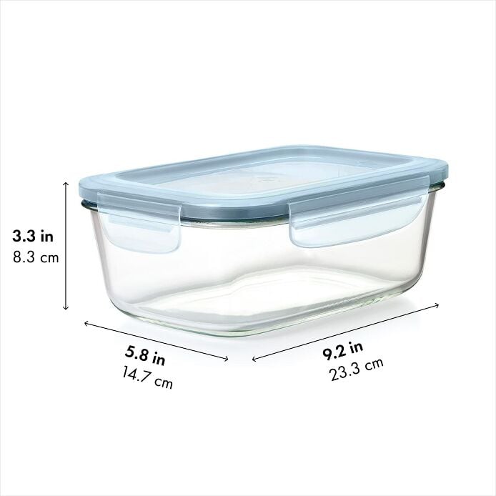Smart Seal 8-Cup Glass Rectangle Container - Arctic Blue X6