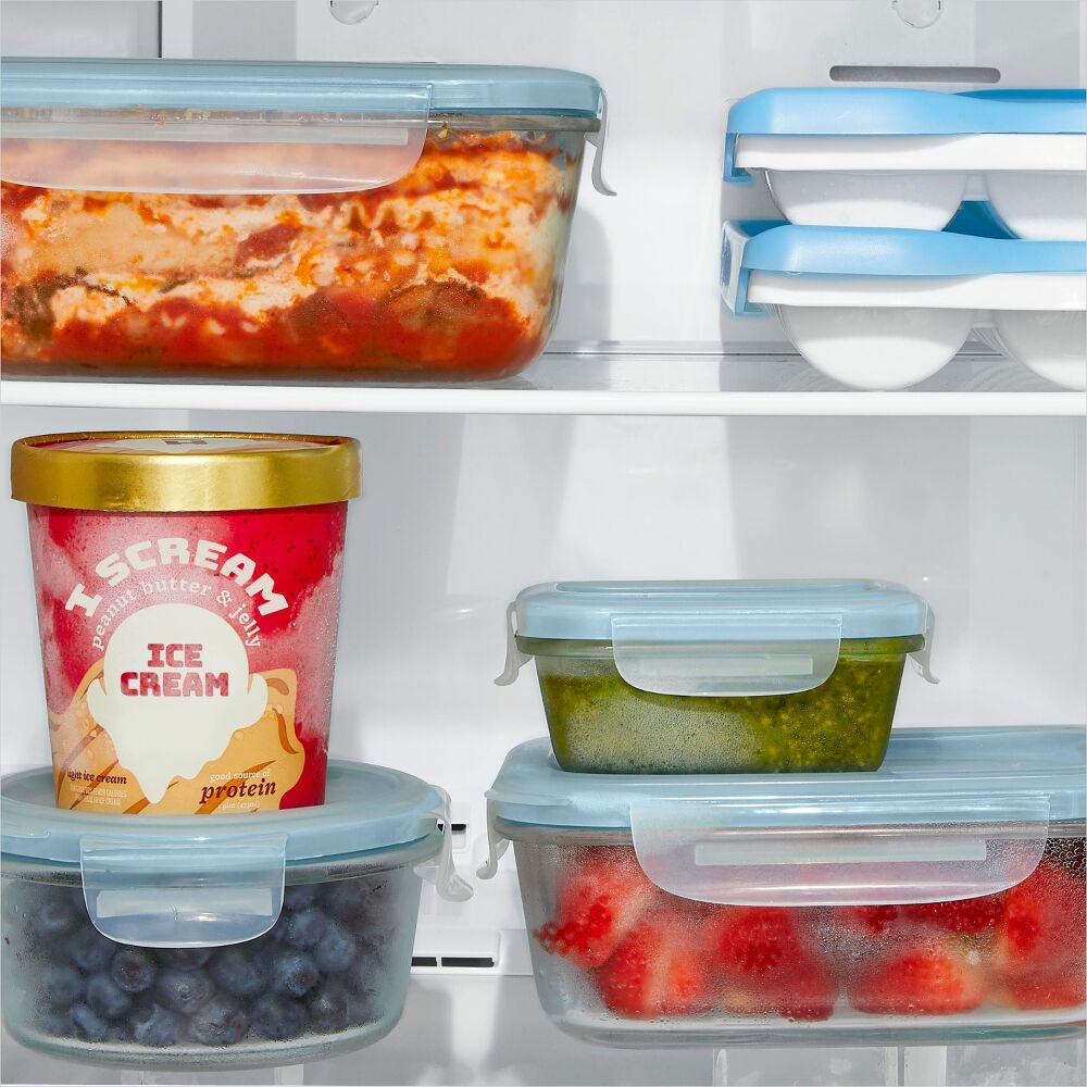 Smart Seal 2-Cup Glass Round Container - Arctic Blue S1