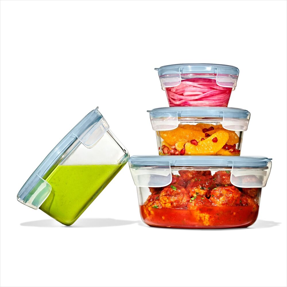 Smart Seal 2-Cup Glass Round Container - Arctic Blue S1