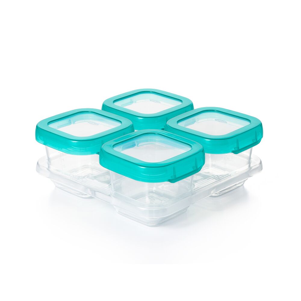 6 oz Baby Blocks™ Plastic Freezer Storage Containers - Tot Teal A2