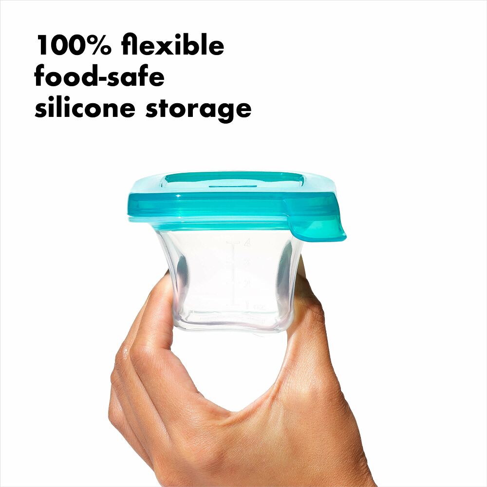 4 oz Baby Blocks™ Silicone Freezer Storage Containers - Tot Teal E6