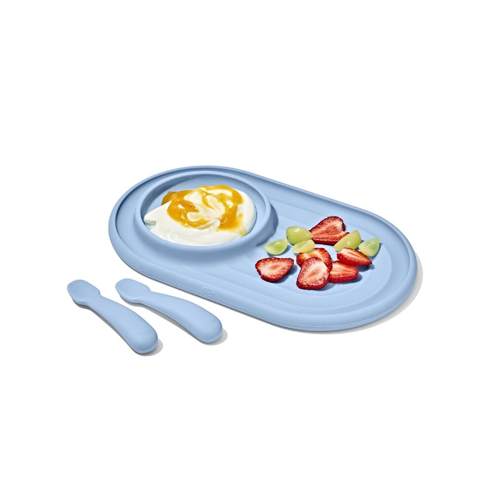 Textured Suction Plate & Spoons Set – 3-Piece L3