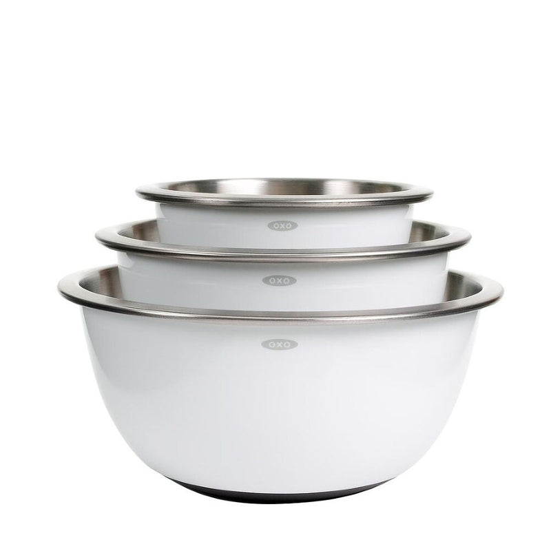 3-Piece Stainless Steel Mixing Bowl Set - White T8