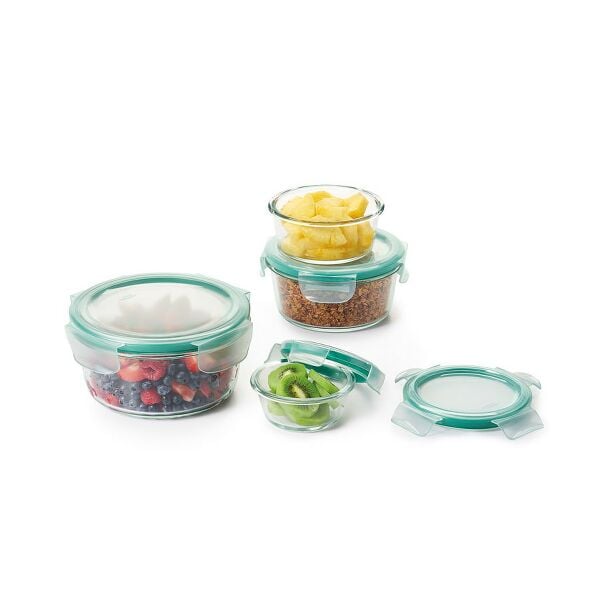 8 Piece Smart Seal Glass Round Container Set C8