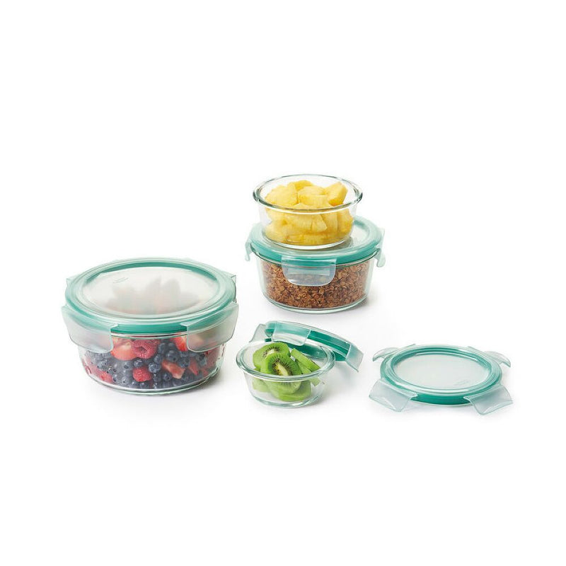8 Piece Smart Seal Glass Round Container Set C8