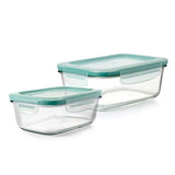 8 Cup Smart Seal Glass Rectangle Container & 3.5 Cup Smart Seal Glass Rectangle Container Bundle K6