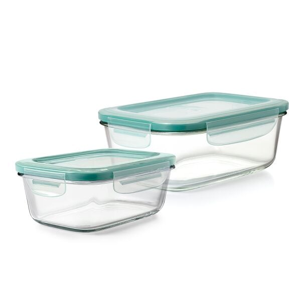 8 Cup Smart Seal Glass Rectangle Container & 3.5 Cup Smart Seal Glass Rectangle Container Bundle K6