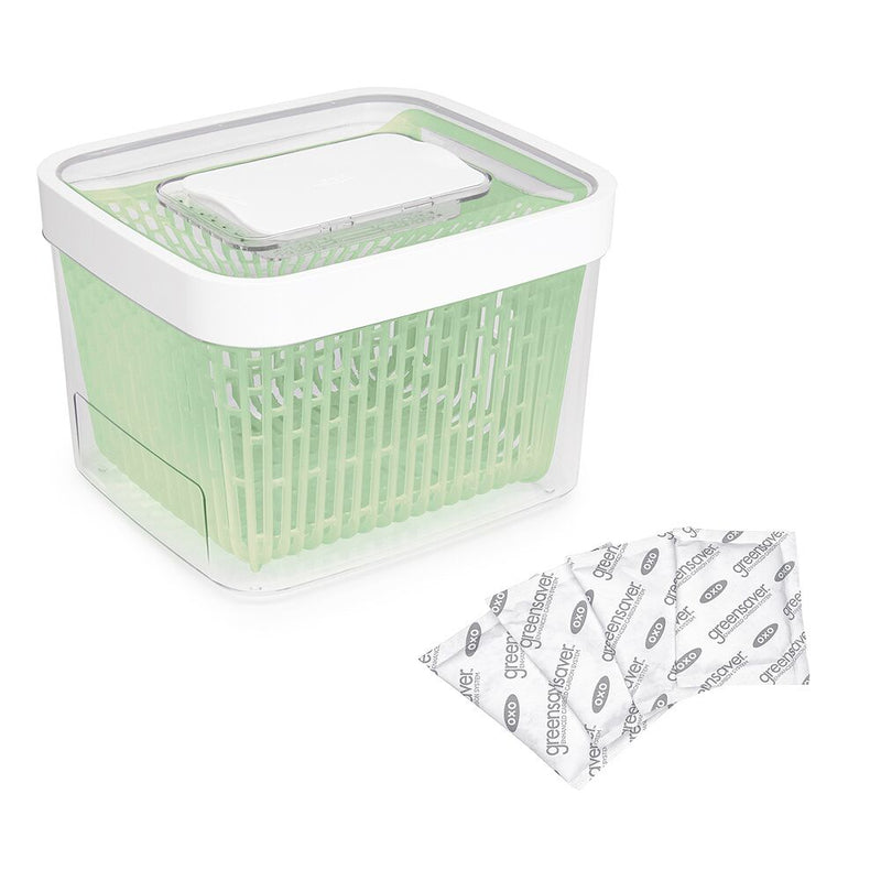 GreenSaver Produce Keeper (4.3 Qt) & GreenSaver Carbon Filter Refills - 4 Pack Bundle M2