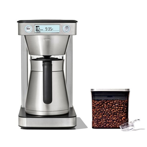 12-Cup Coffee Maker with Podless Single-Serve Function & Steel Coffee POP Container (1.7 Qt) with Scoop Bundle A2