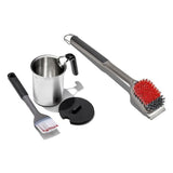 Grilling Basting Pot and Brush Set & Nylon Grill Brush for Cold Cleaning Bundle Q1