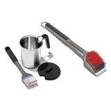 Grilling Basting Pot and Brush Set & Nylon Grill Brush for Cold Cleaning Bundle Q1