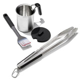 Grilling Basting Pot and Brush Set & Grilling Tongs with Built-In Bottle Opener Bundle K6