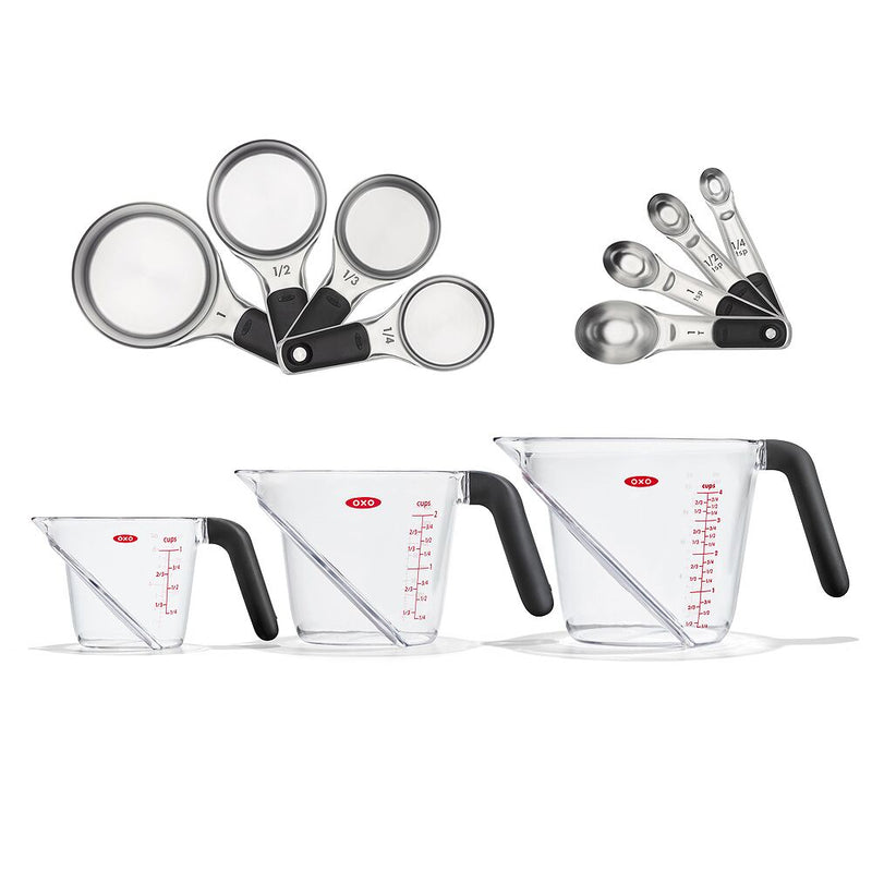 3 Piece Angled Measuring Cup Set & Stainless Steel Measuring Cups and Spoons Set Bundle U8