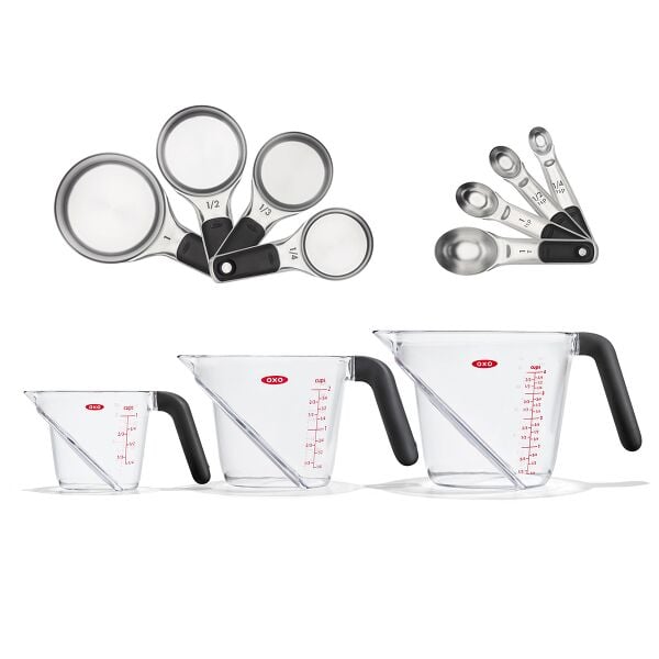 3 Piece Angled Measuring Cup Set & Stainless Steel Measuring Cups and Spoons Set Bundle U8