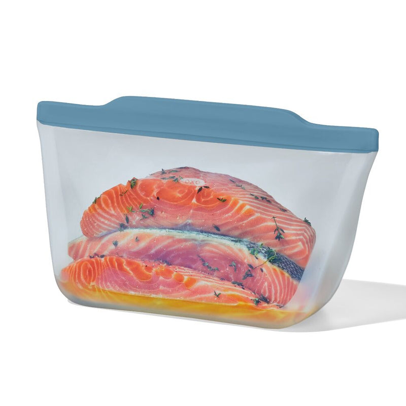 Silicone Reusable Bag  Stand-Up Half Gallon (64 oz) - Ocean Blue C4
