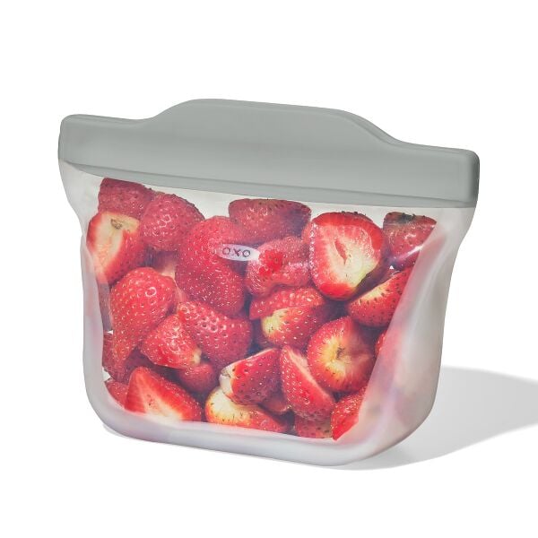 Silicone Reusable Bag  Stand-Up Snack (12 oz) - Fog M8