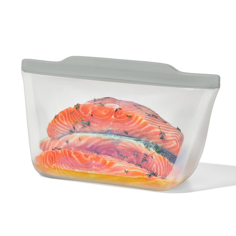 Silicone Reusable Bag  Stand-Up Half Gallon (64 oz) - Fog O6