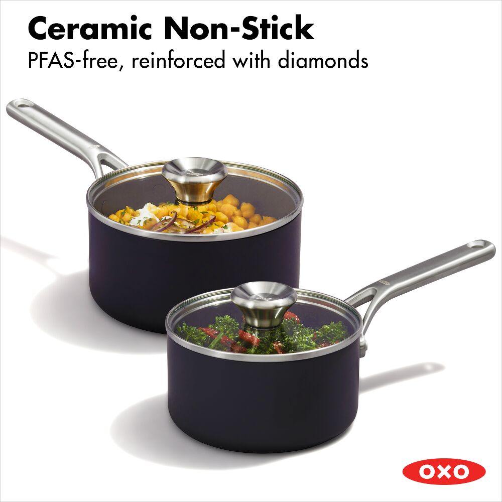 Ceramic Professional Non-Stick 4-Piece Saucepan Set (1.7 Qt & 2.3 Qt) F0