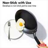 Carbon Steel Obsidian Series 8-Inch Frypan with Silicone Sleeve L7