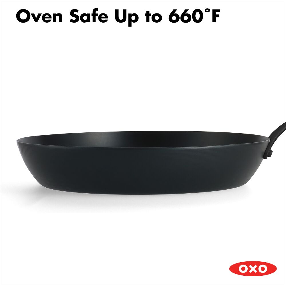 OXO Carbon Steel Obsidian Series 12-Inch Frypan with Silicone Sleeve M4
